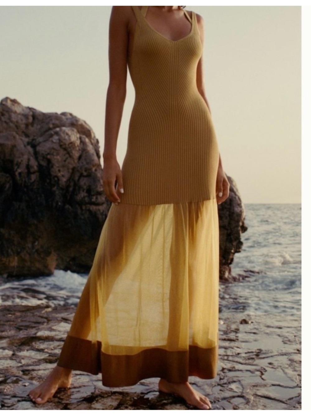 Anthropologie | Dresses | Nwt Anthropologie Sheer Panel Maxisweater Dress In Gold Xl